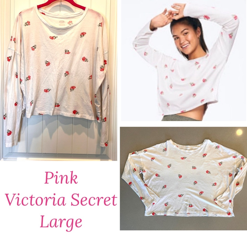 PINK Victoria's Secret Girlfriend Crop Shirt, Size Large